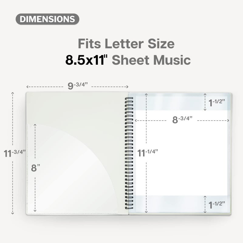 CRANBURY Sheet Music Folder 8.5x11 - Dual Use Music Holder (Black)  Store Inside 24 Protective Sleeves or Write on Exposed Pages Outside Sleeves  8.5 x 11 Spiral Notebook Binder Organizer  Lay Flat - Image 5